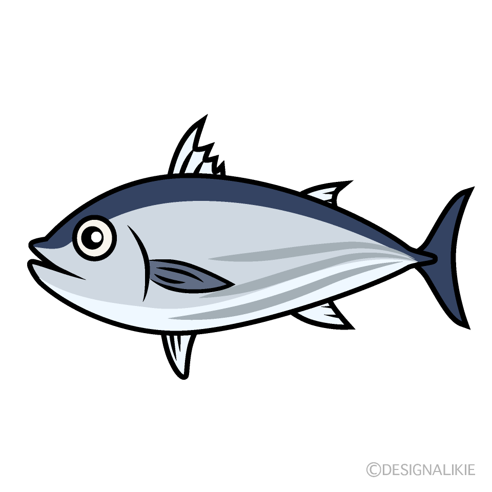 シンプルな青魚の無料イラスト素材 イラストイメージ
