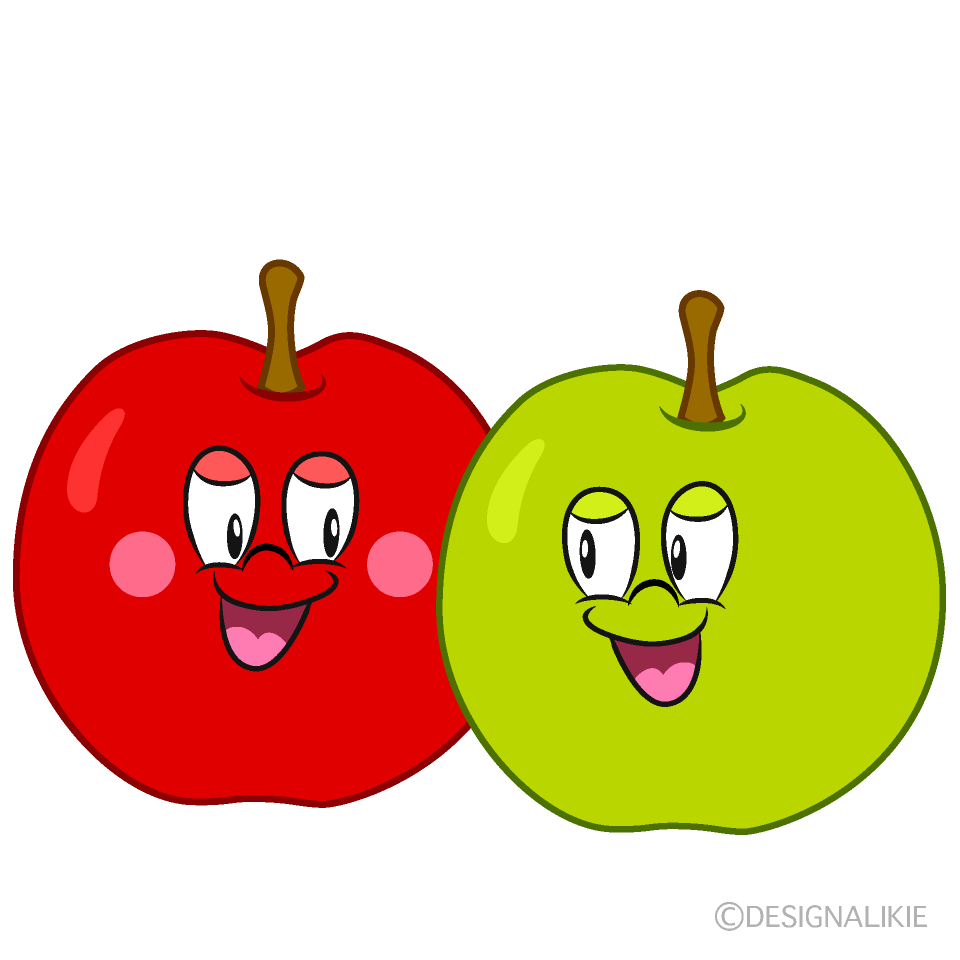 仲良しのりんごキャライラストのフリー素材 イラストイメージ