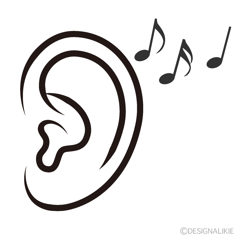 音楽と耳イラストのフリー素材 イラストイメージ