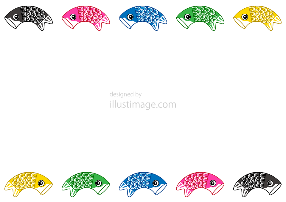 泳ぐ鯉のぼりフレームイラストのフリー素材 イラストイメージ