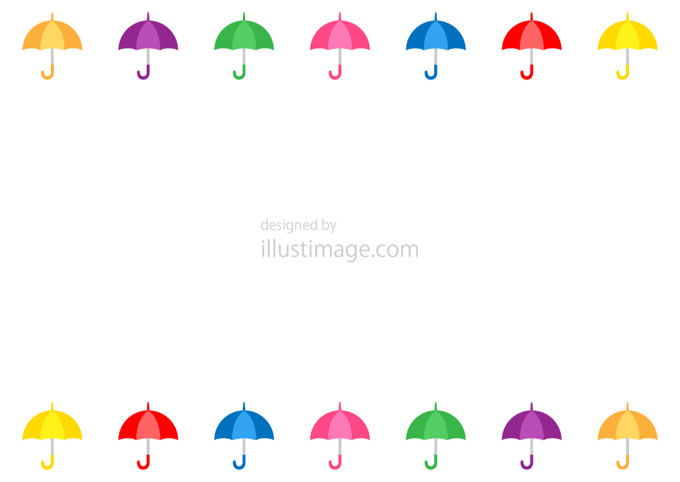 カラフルな傘フレームイラストのフリー素材 イラストイメージ