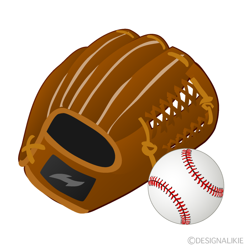 野球ボールとグローブイラストのフリー素材 イラストイメージ