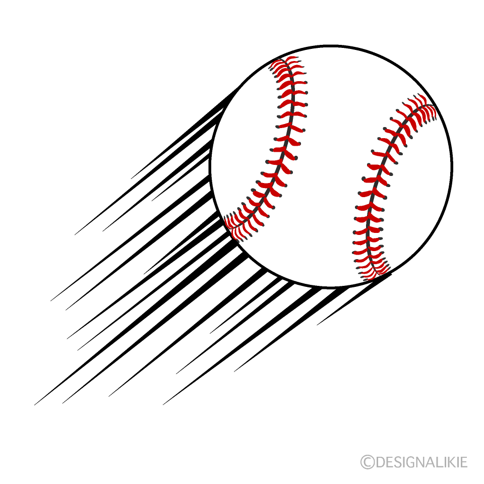 飛ぶ野球ボールイラストのフリー素材 イラストイメージ