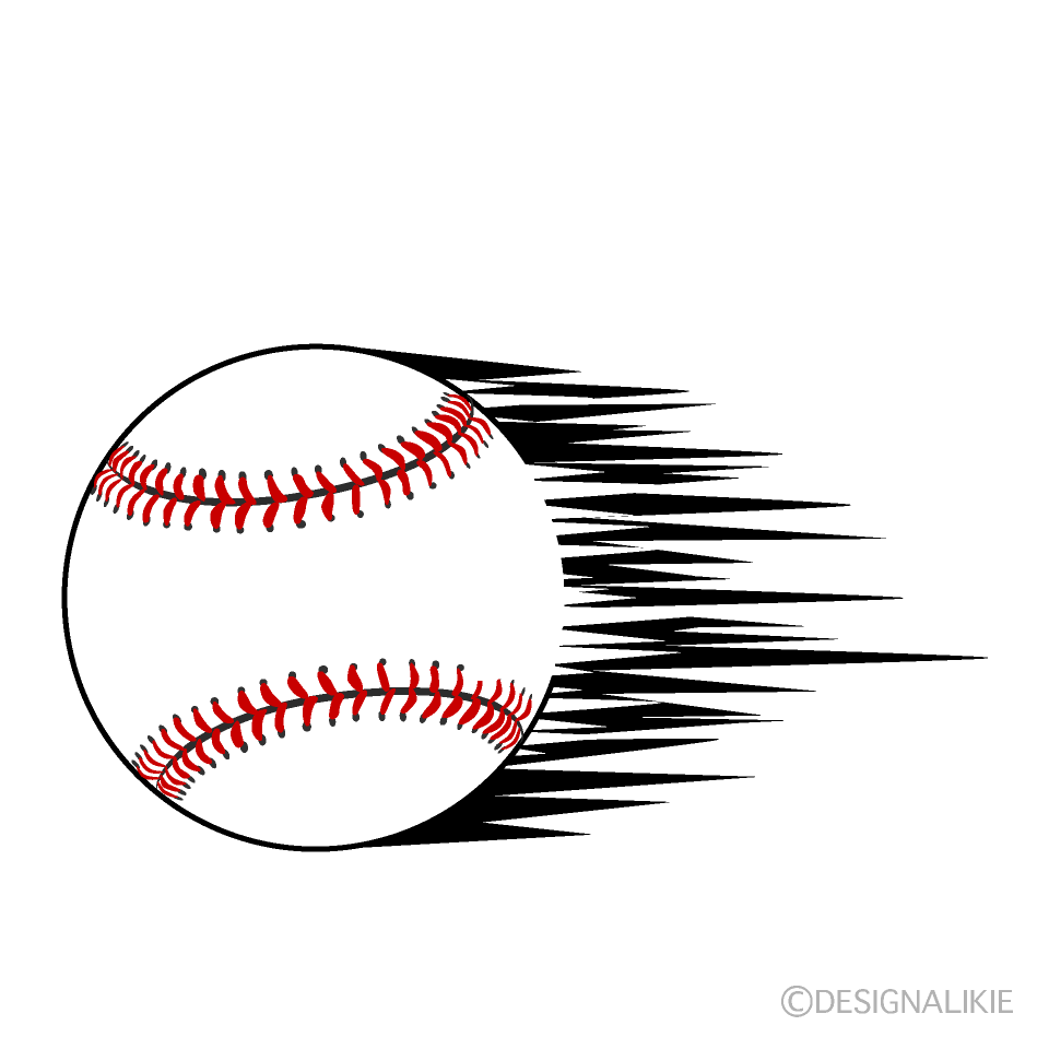 豪速球の野球ボールの無料イラスト素材 イラストイメージ