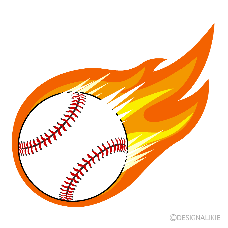火の玉野球ボールの無料イラスト素材 イラストイメージ