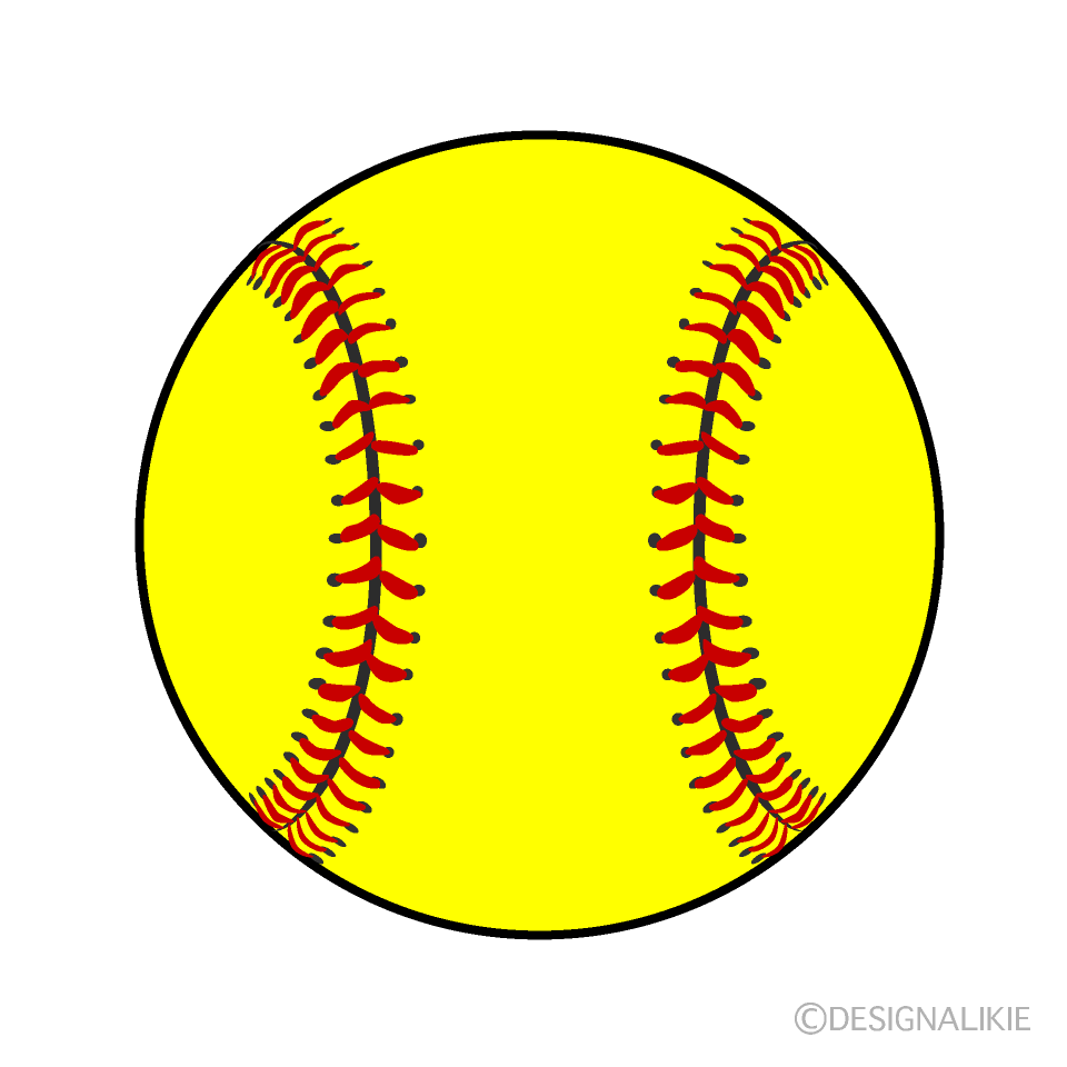 黄色ソフトボールイラストのフリー素材 イラストイメージ