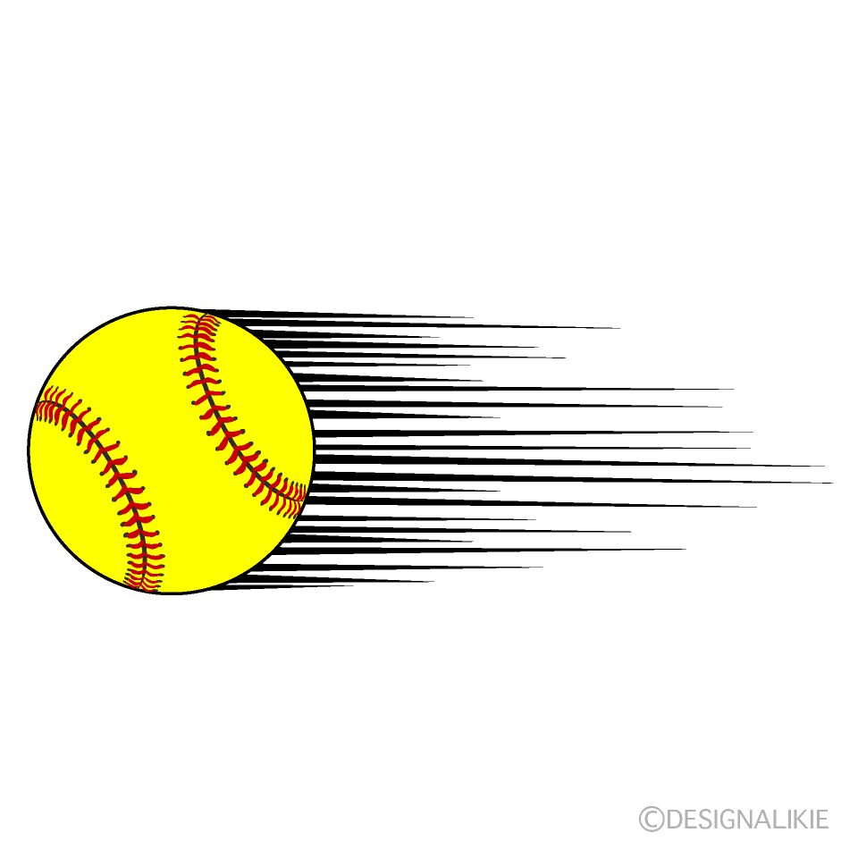 速球のソフトボールイラストのフリー素材 イラストイメージ
