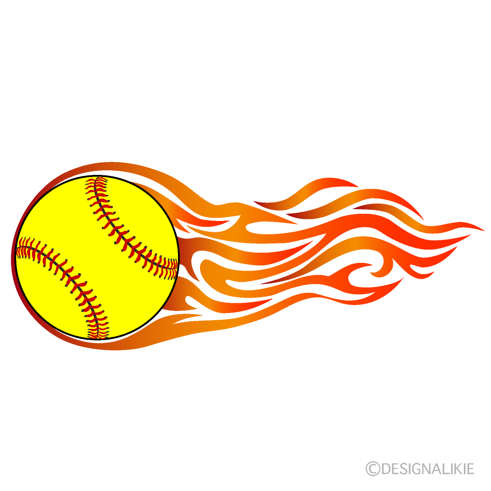 火の玉ソフトボールの無料イラスト素材 イラストイメージ