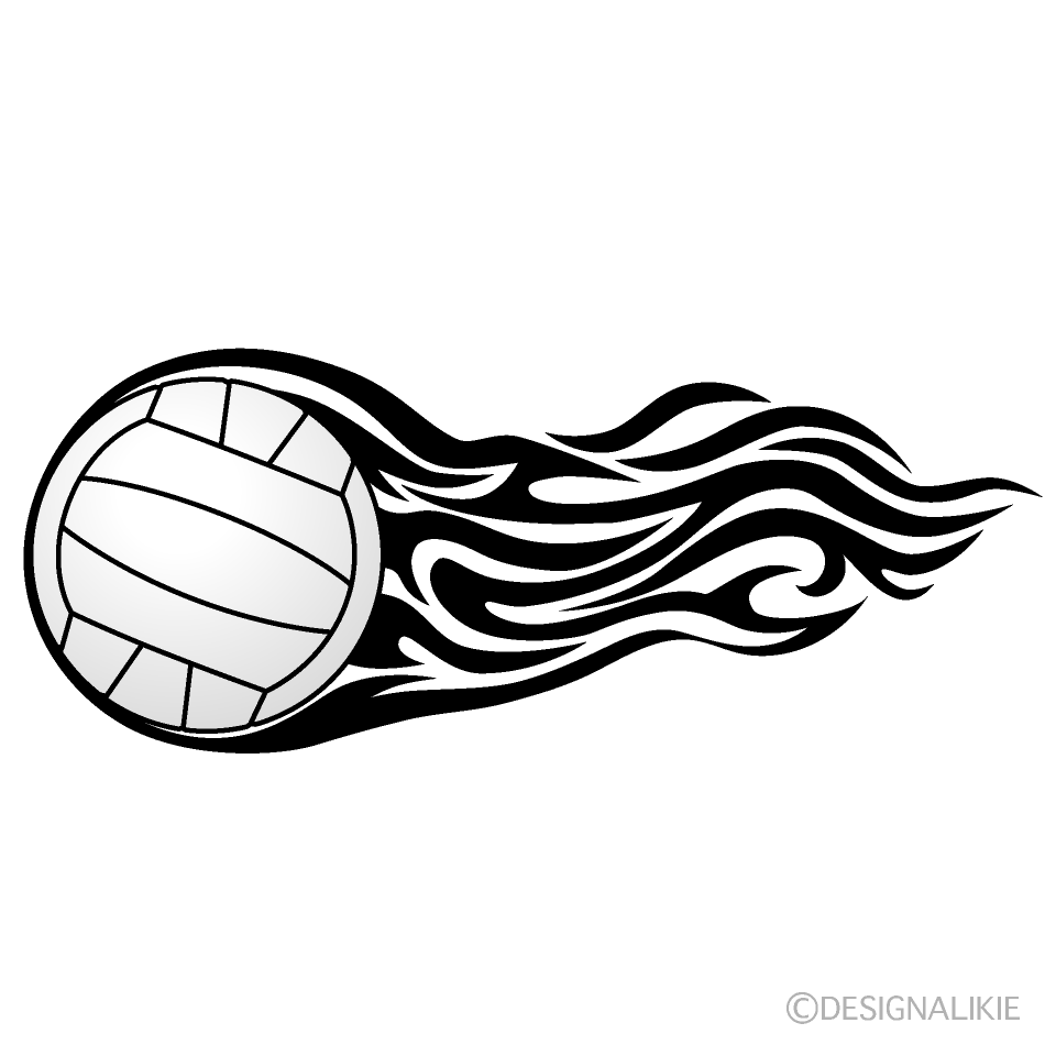 炎シルエットのバレーボールイラストのフリー素材 イラストイメージ