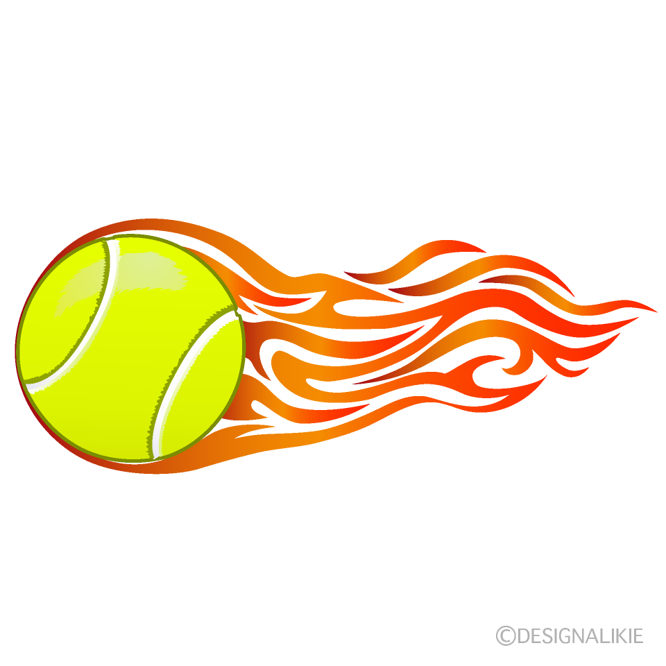 炎のテニスボールイラストのフリー素材 イラストイメージ