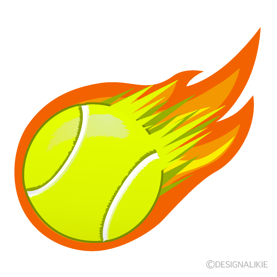火の玉テニスボールイラストのフリー素材 イラストイメージ