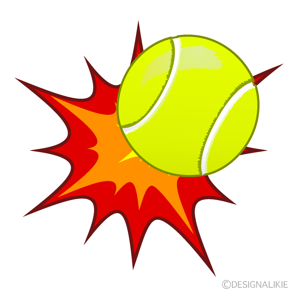 ぶつかるテニスボールの無料イラスト素材 イラストイメージ