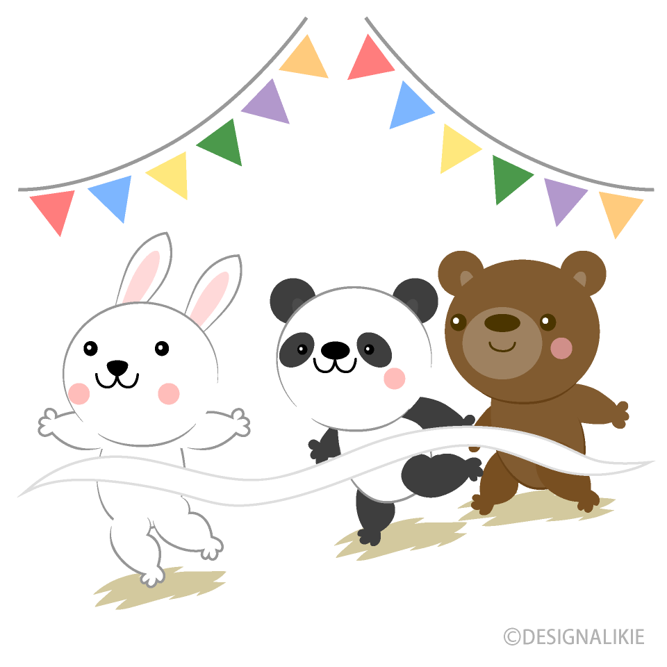 かわいい動物たちの運動会イラストのフリー素材 イラストイメージ