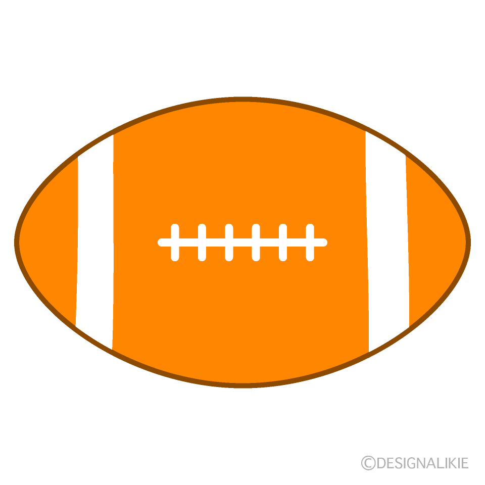 シンプルなオレンジ色のラグビーボールイラストのフリー素材 イラストイメージ