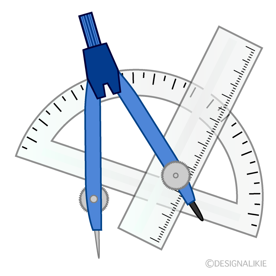 コンパス 定規 分度器イラストのフリー素材 イラストイメージ
