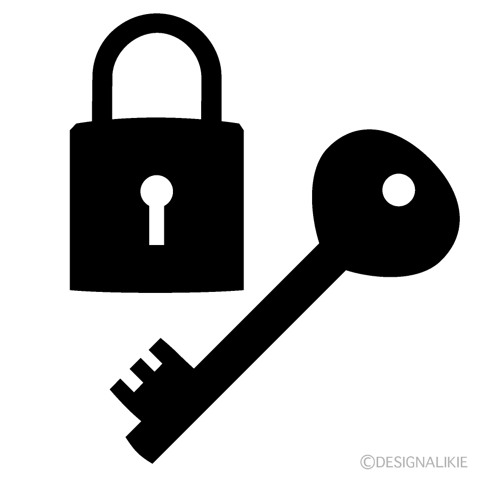南京錠と鍵シルエットイラストのフリー素材 イラストイメージ