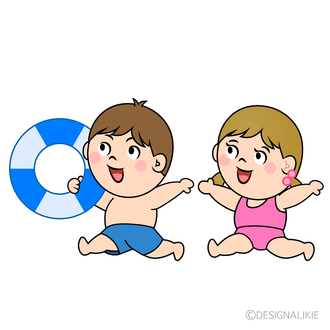 海で走る子供の無料イラスト素材 イラストイメージ