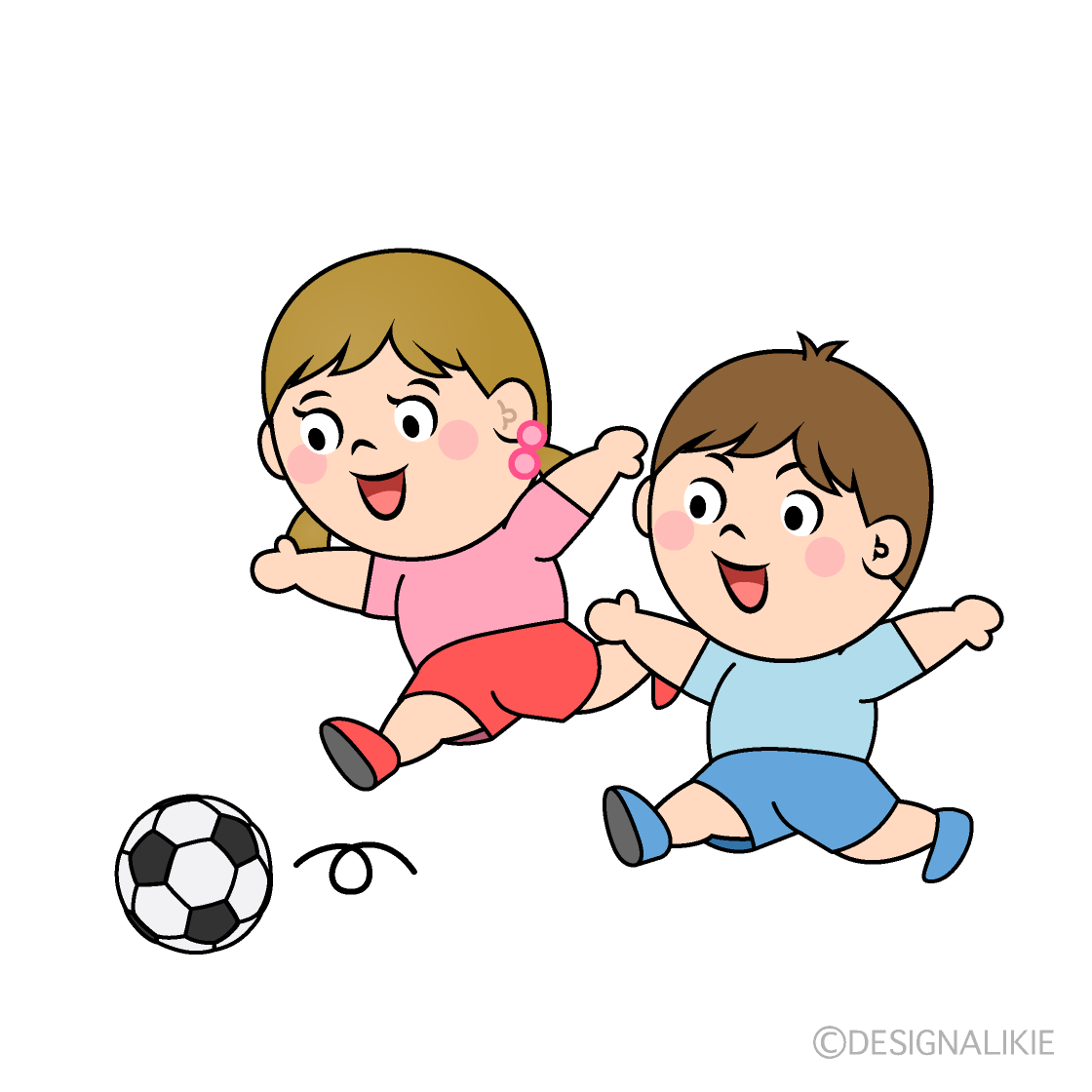サッカーで走る子供の無料イラスト素材 イラストイメージ