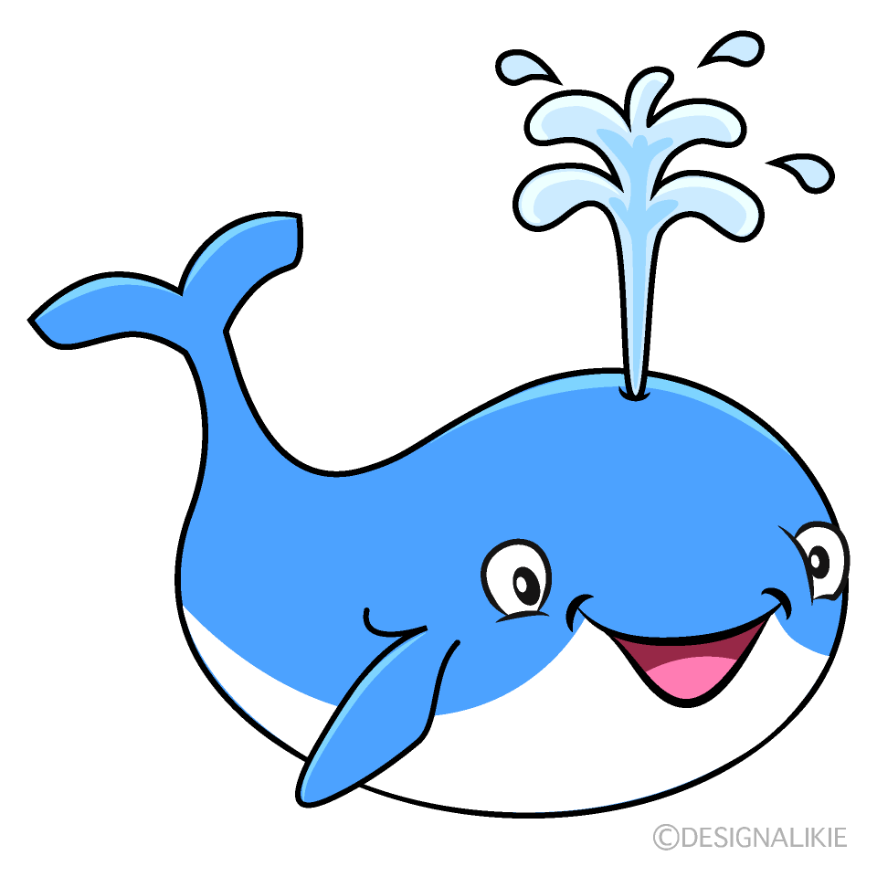 笑顔で潮を吹くクジラ