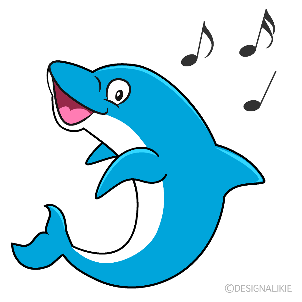 歌うイルカの無料イラスト素材 イラストイメージ