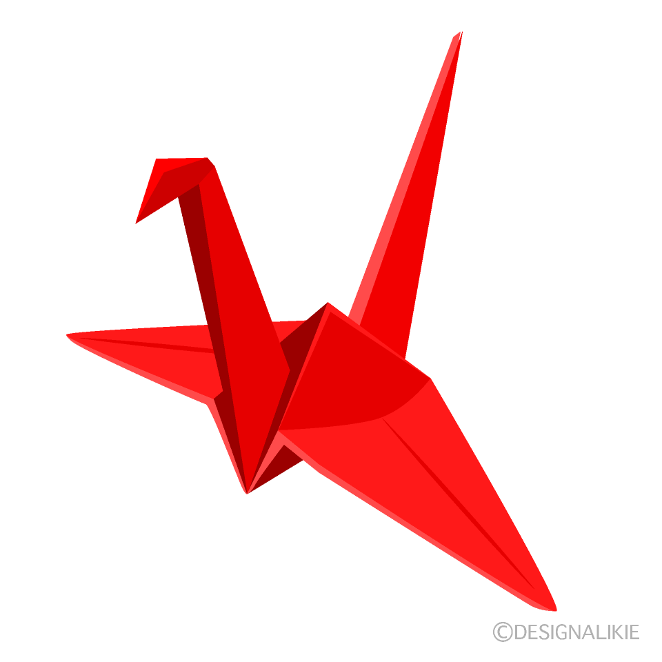 赤色の折り鶴の無料イラスト素材 イラストイメージ