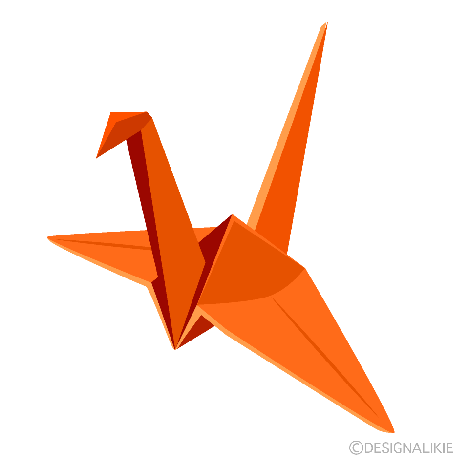 オレンジ色の折り鶴の無料イラスト素材 イラストイメージ
