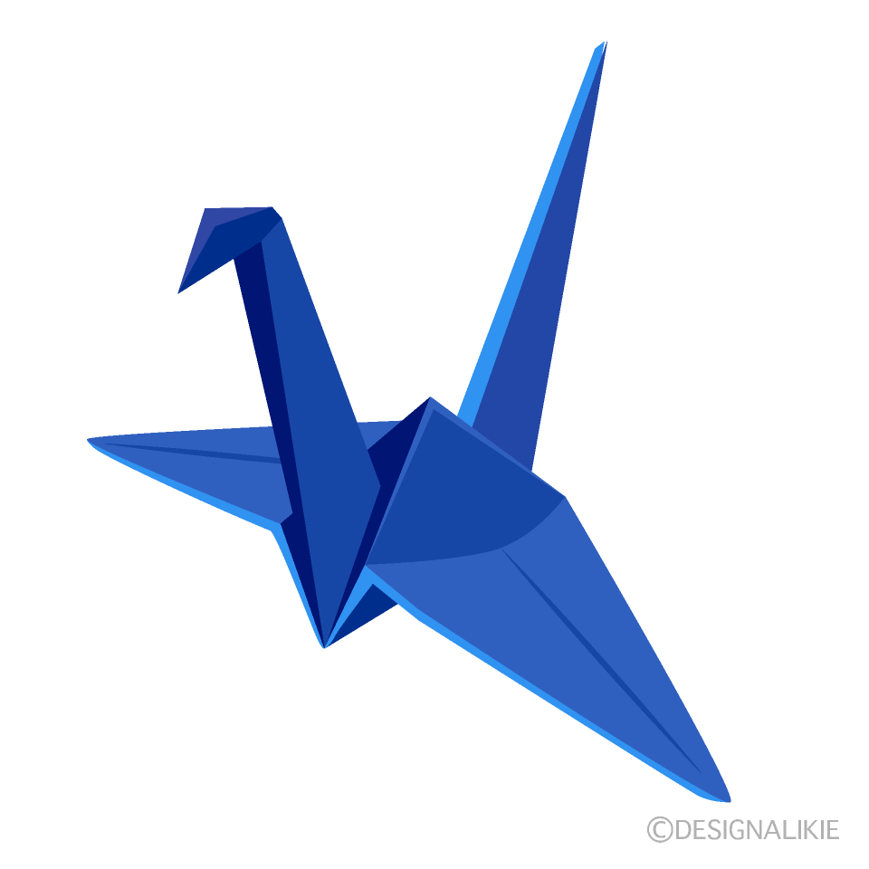 青色の折り鶴の無料イラスト素材 イラストイメージ