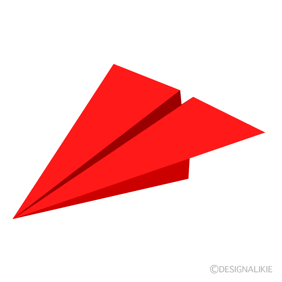 赤色の紙飛行機イラストのフリー素材 イラストイメージ