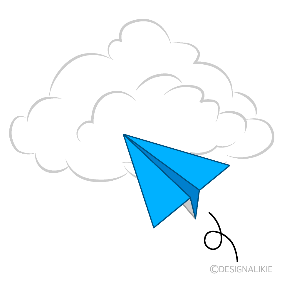 空飛ぶ紙飛行機イラストのフリー素材 イラストイメージ