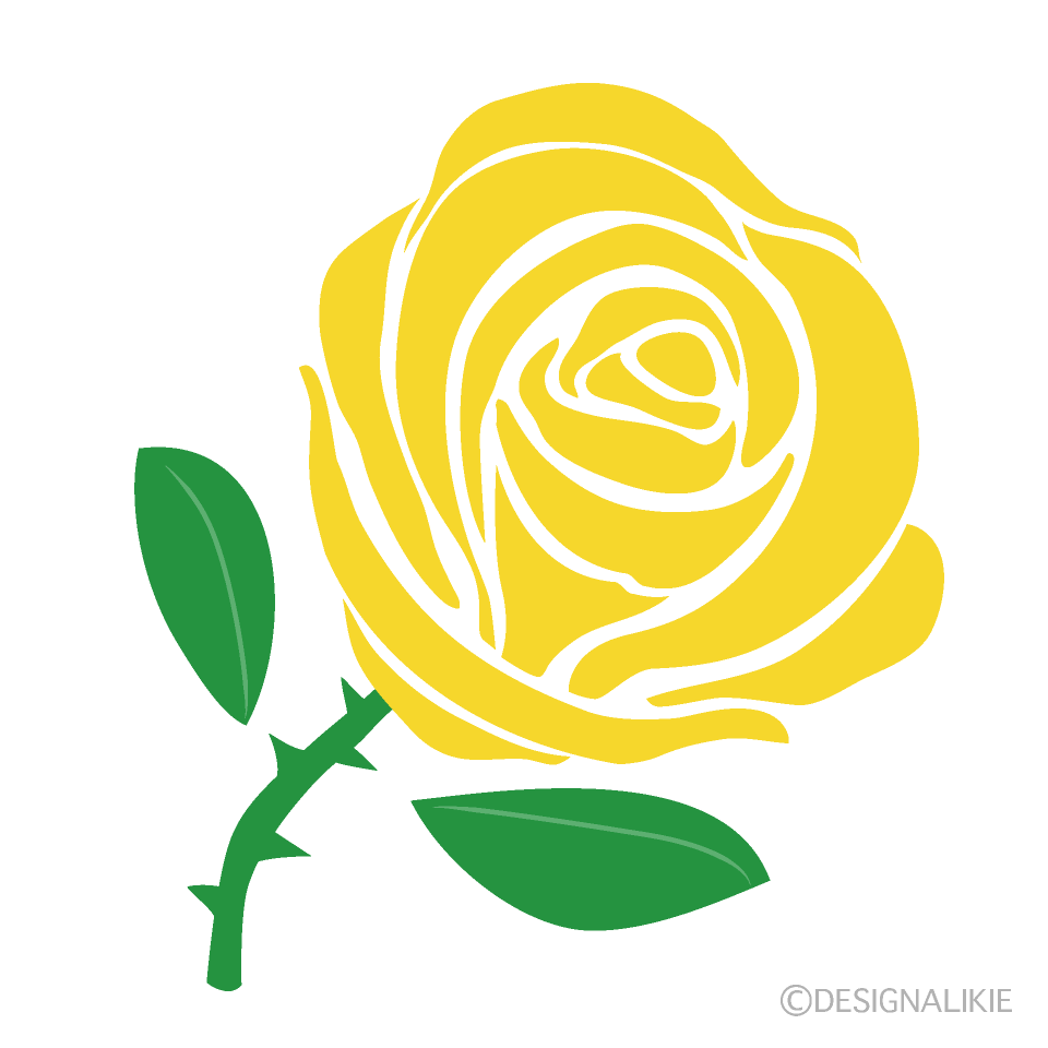 黄色バラシルエットの無料イラスト素材 イラストイメージ