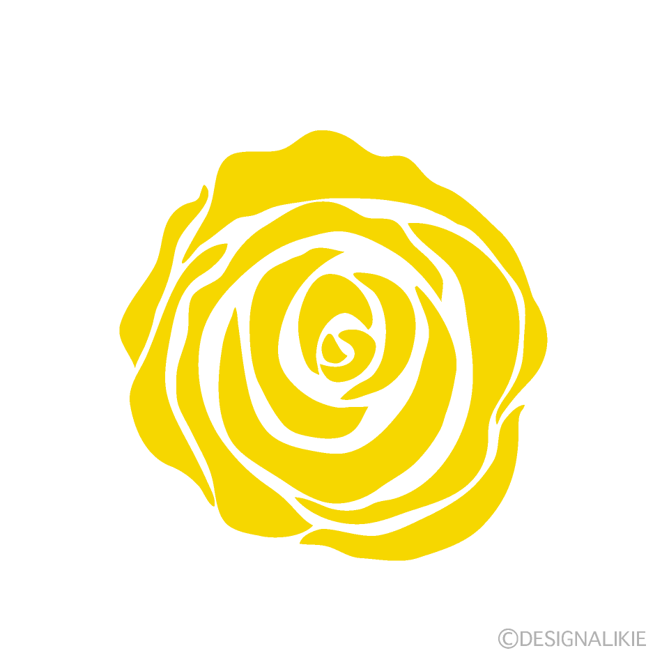 黄色バラの花シルエットの無料イラスト素材 イラストイメージ