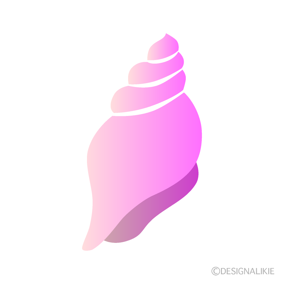 ピンク巻き貝殻シルエットの無料イラスト素材 イラストイメージ