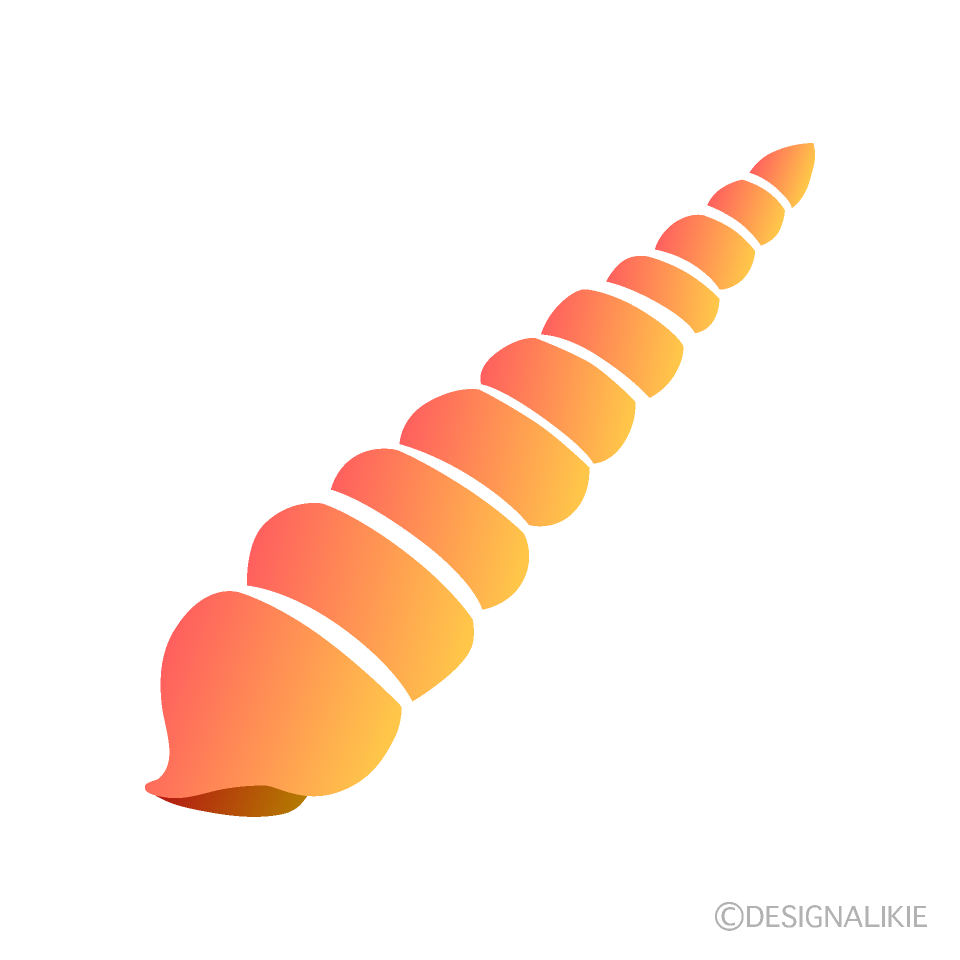 オレンジ細長い貝殻シルエットイラストのフリー素材 イラストイメージ
