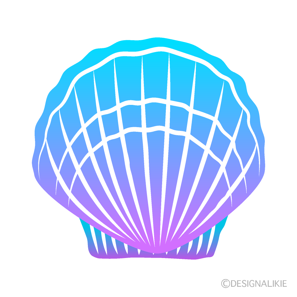 青紫ホタテ貝殻シルエットイラストのフリー素材 イラストイメージ