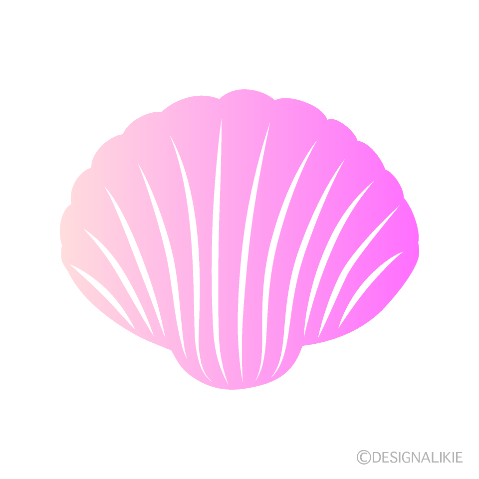 ピンク二枚貝殻シルエットの無料イラスト素材 イラストイメージ