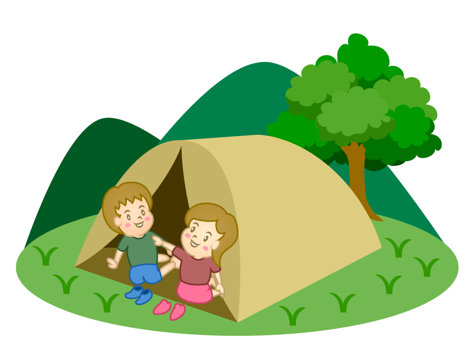 テントと子供イラストのフリー素材 イラストイメージ
