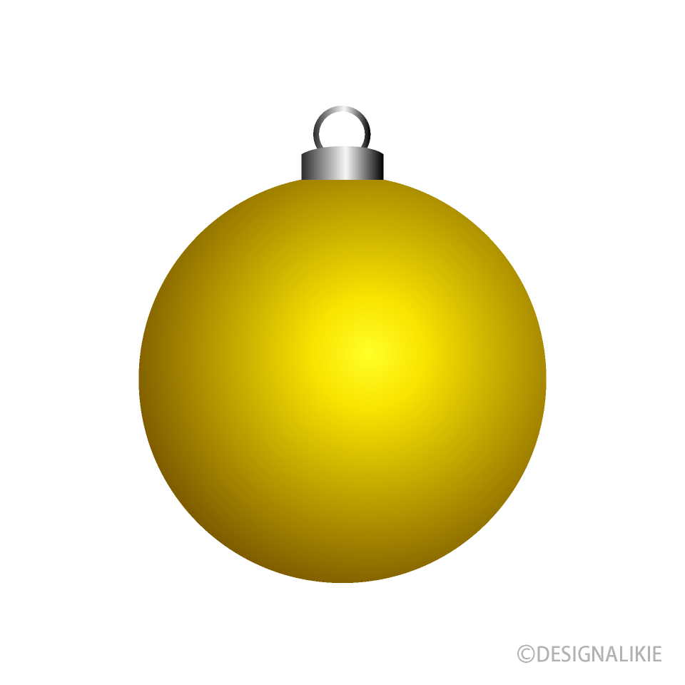 ゴールドクリスマスオーナメントイラストのフリー素材 イラストイメージ