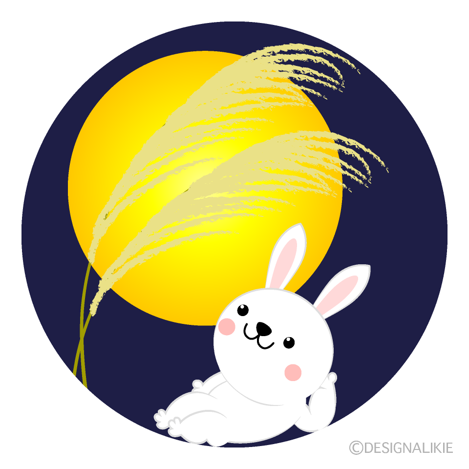ウサギのお月見イラストのフリー素材 イラストイメージ