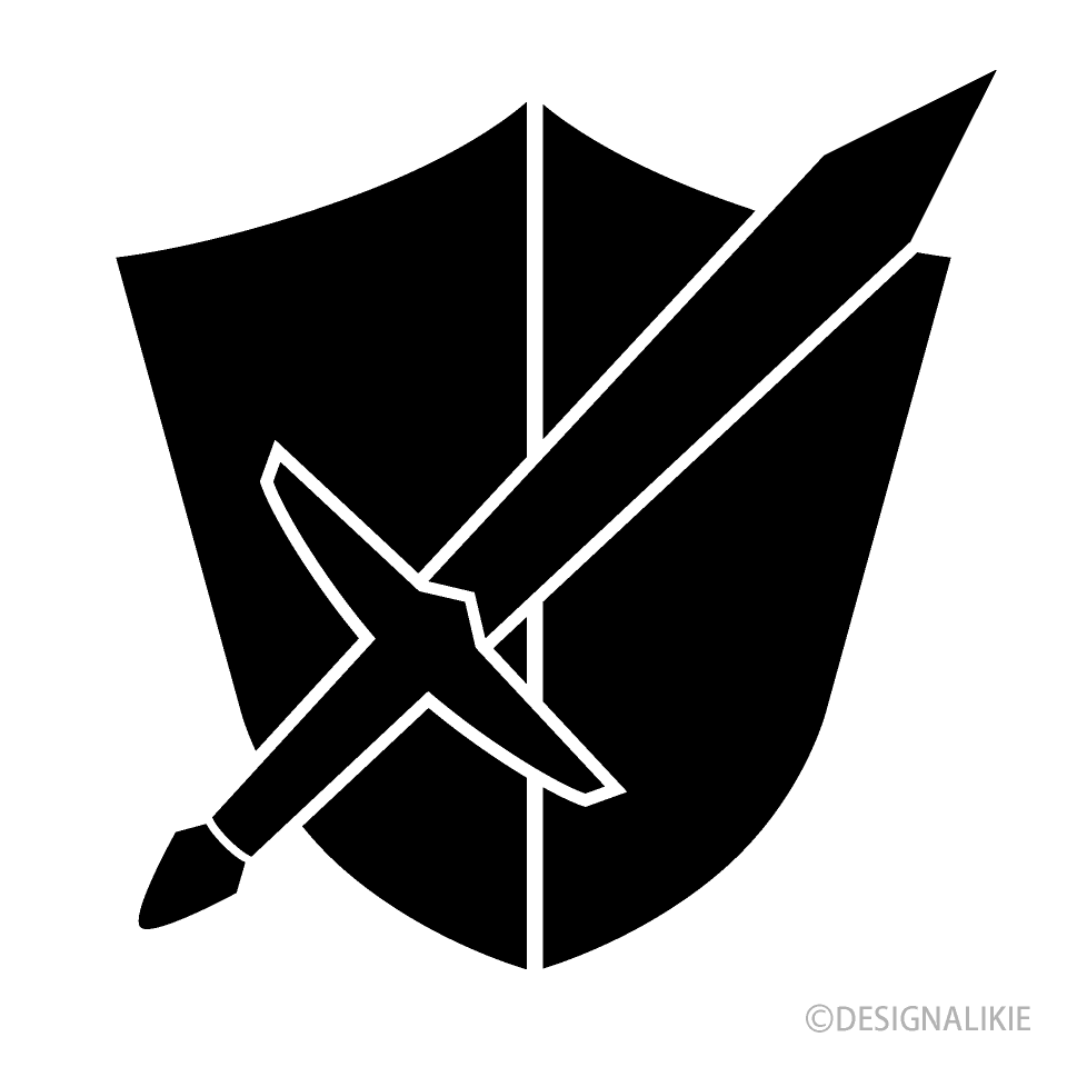 剣と盾シルエットの無料イラスト素材 イラストイメージ