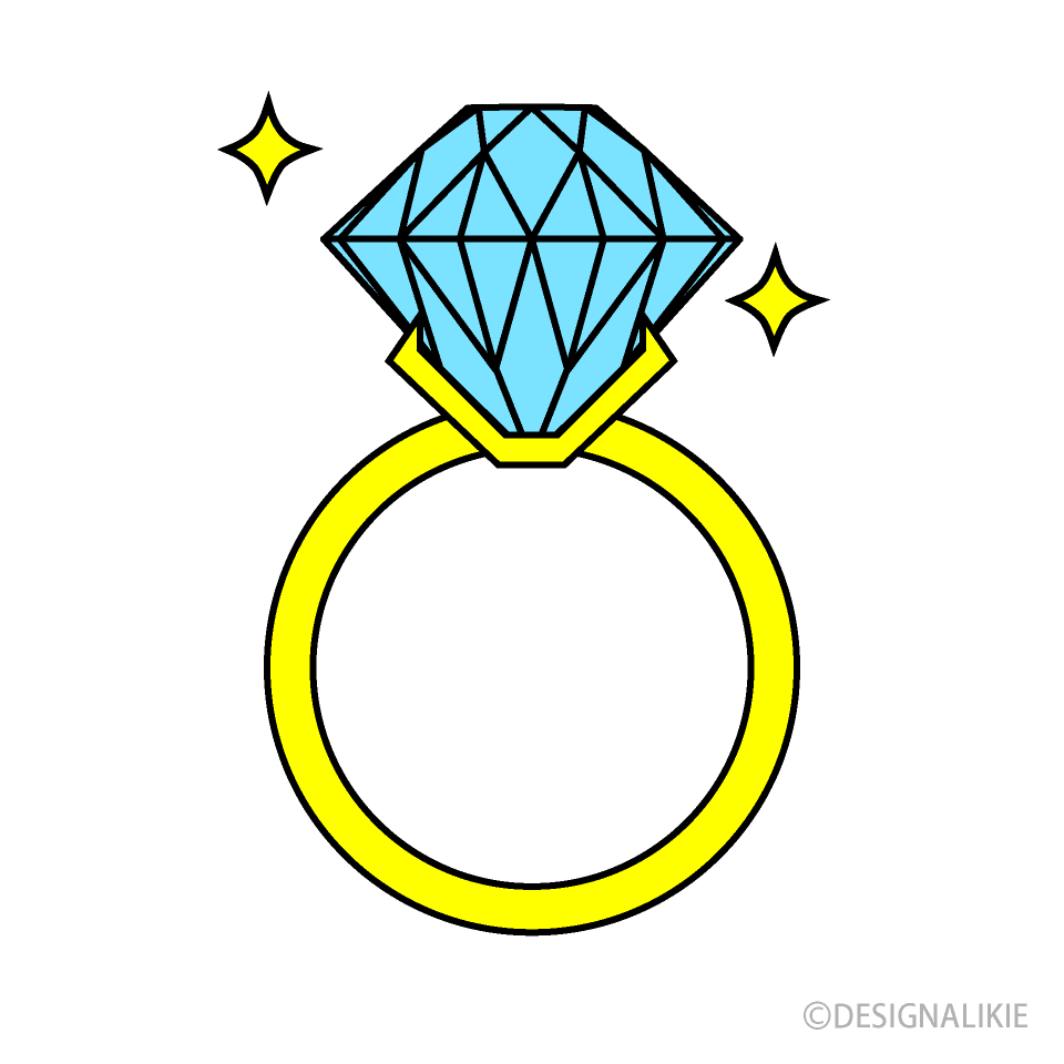 可愛いダイヤモンド指輪の無料イラスト素材 イラストイメージ
