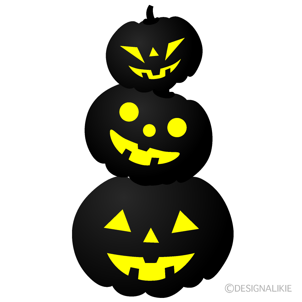 ハロウィンかぼちゃ三兄弟シルエットイラストのフリー素材 イラストイメージ