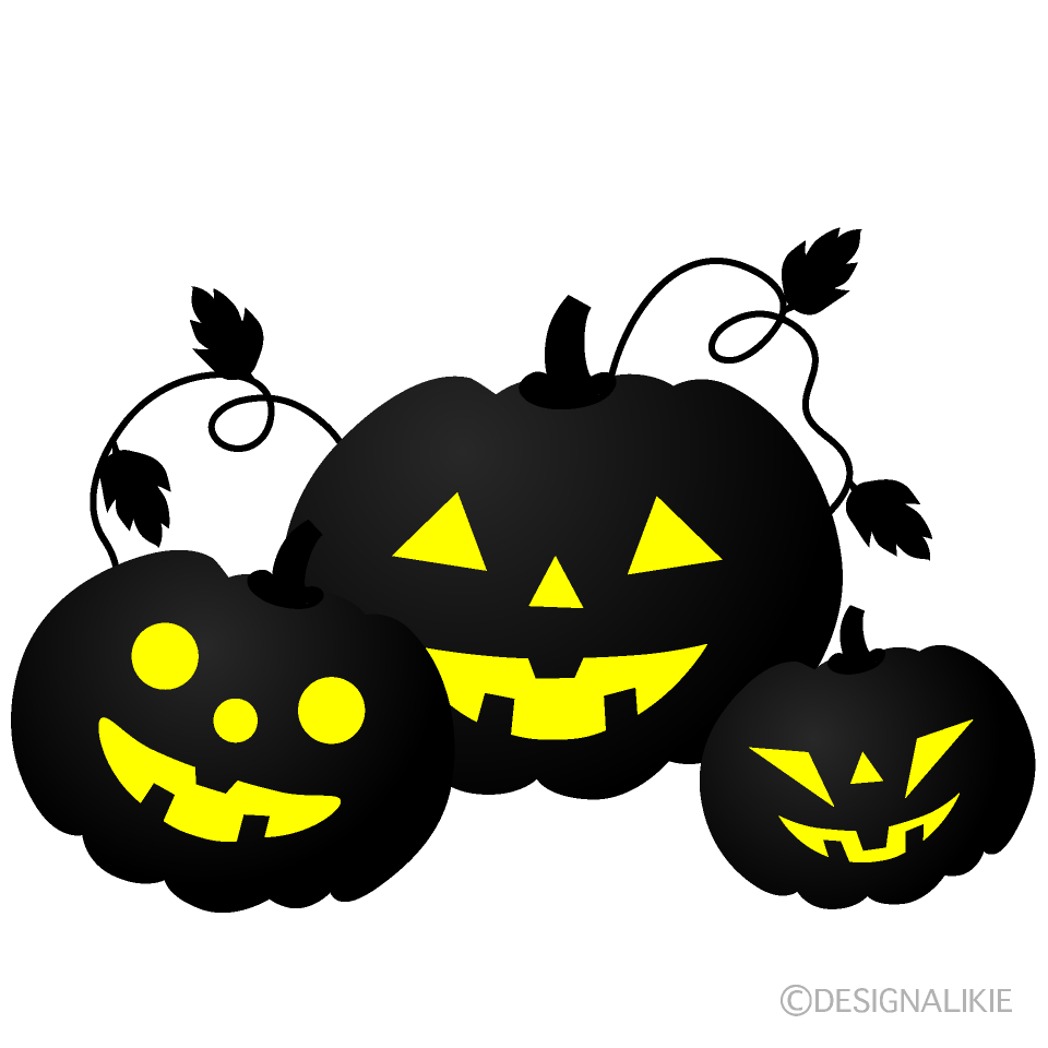 親子のハロウィンかぼちゃシルエットイラストのフリー素材 イラストイメージ