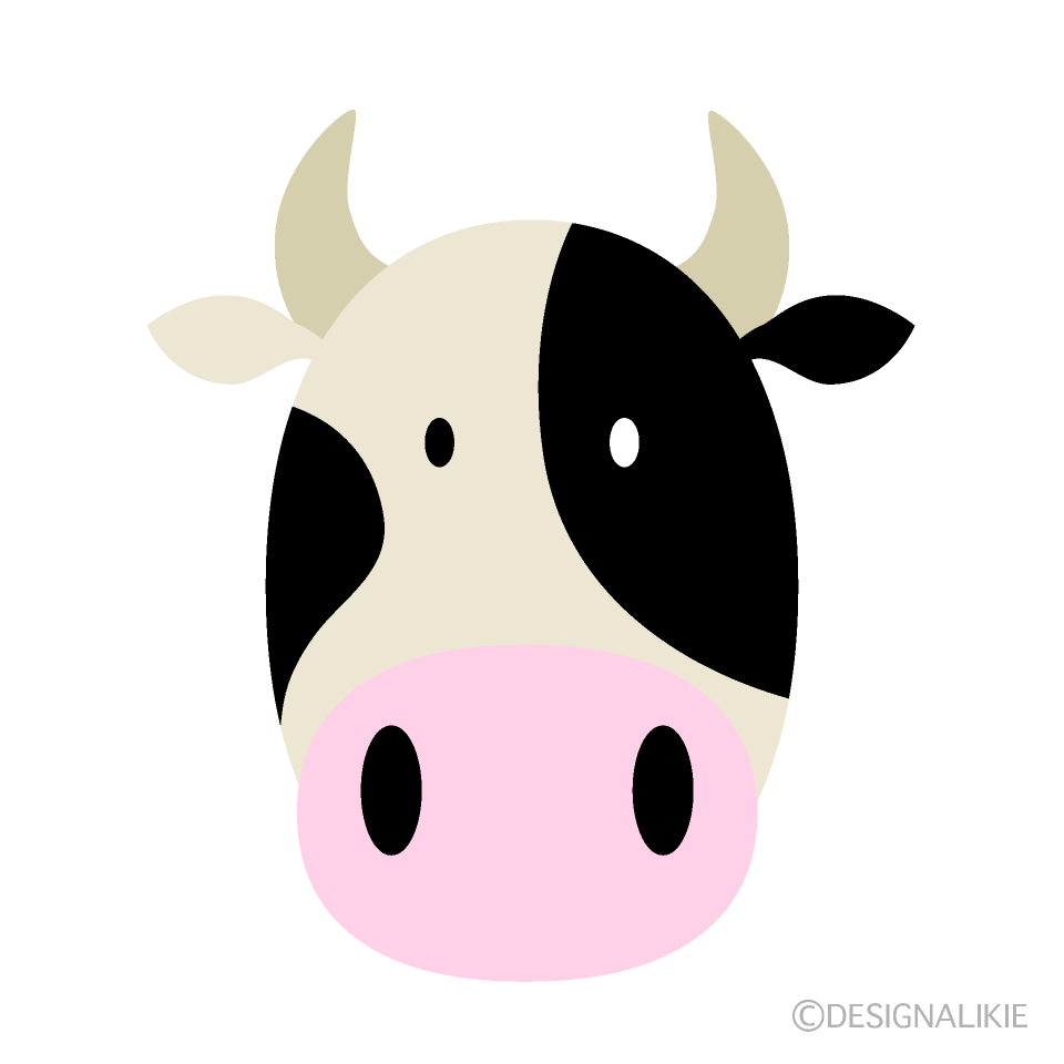 かわいい乳牛の顔の無料イラスト素材 イラストイメージ