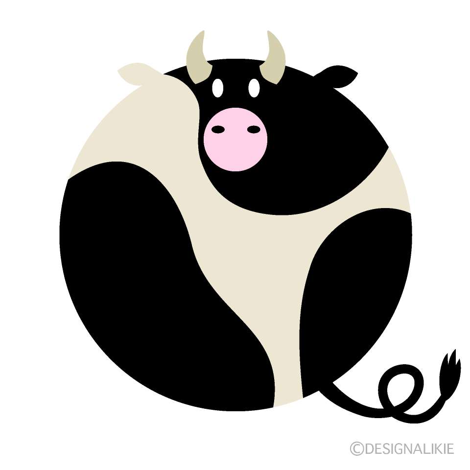 真丸な乳牛の無料イラスト素材 イラストイメージ