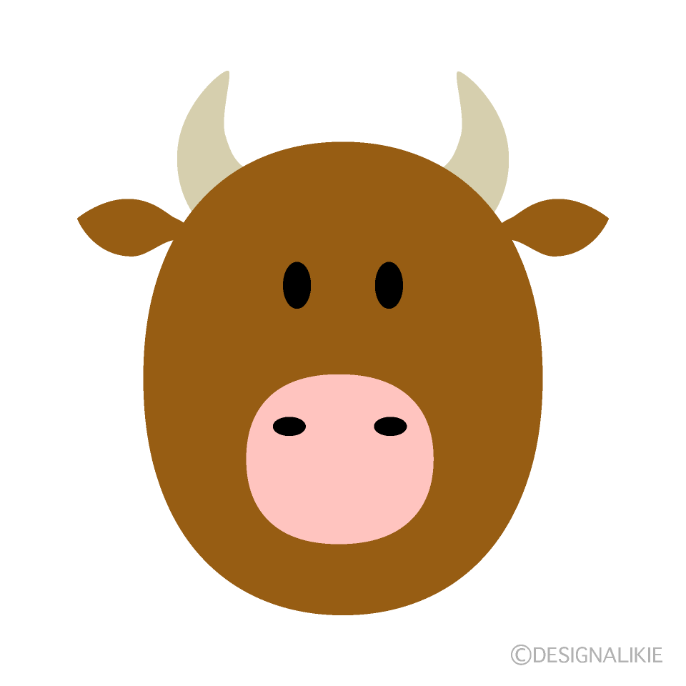 丸い赤牛の顔