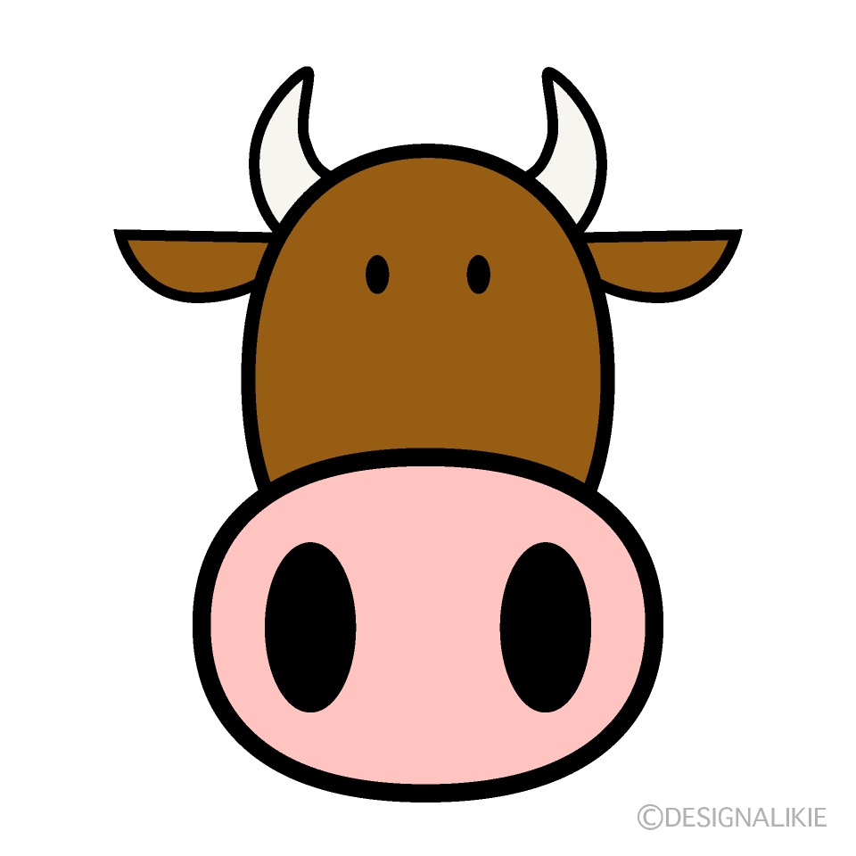 ポップな赤牛の顔イラストのフリー素材 イラストイメージ