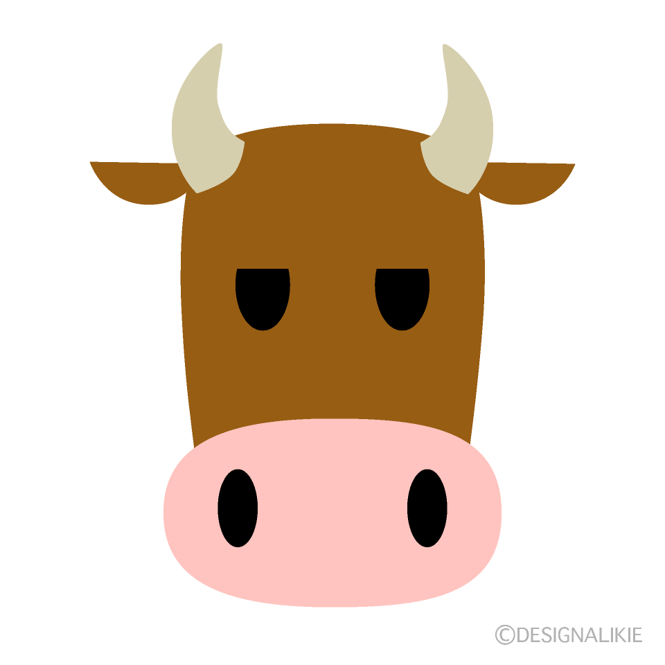 間抜けな赤牛の顔イラストのフリー素材 イラストイメージ