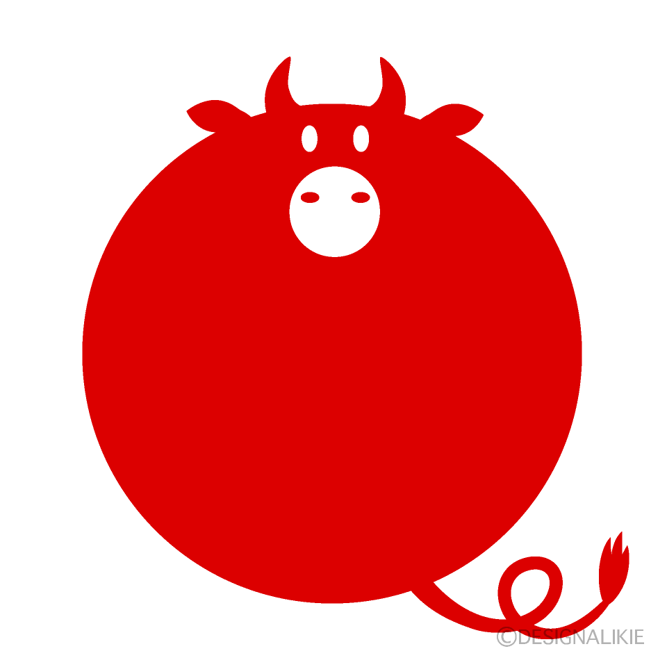 丸い真っ赤な赤牛
