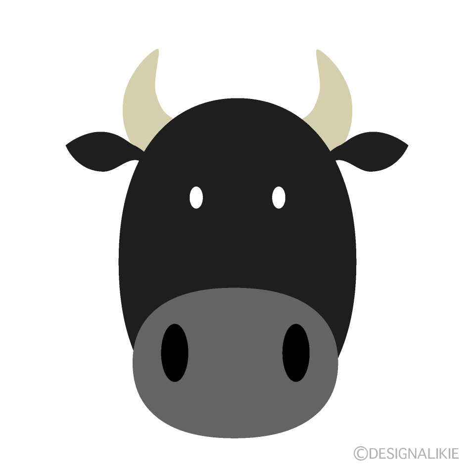 かわいい黒牛の顔の無料イラスト素材 イラストイメージ