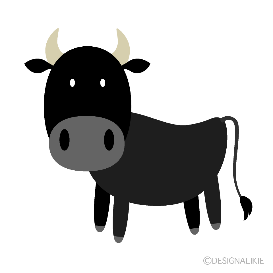 かわいい黒牛の無料イラスト素材 イラストイメージ